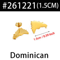 Anniyo Puerto Rico Mexico Dominican Guatemala Map Stud Earrings Jewelry Stainless Steel Ethnic Ornament  #261021