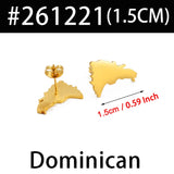 Anniyo Puerto Rico Mexico Dominican Guatemala Map Stud Earrings Jewelry Stainless Steel Ethnic Ornament  #261021
