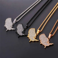 Multiple Countries Map Pendant Necklaces for Woman Man Gold Color IN USA HT ML MU CM PL UAE Africa CZ Map Unisex Jewelry Gift