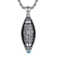 Fashion Six-character Scripture Buddha Necklace for Men and Women Retro Hollow Pattern Prayer Wheels Pendant Jewelry Accessories