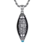 Fashion Six-character Scripture Buddha Necklace for Men and Women Retro Hollow Pattern Prayer Wheels Pendant Jewelry Accessories