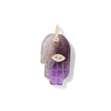 Fatima Hamsa Hand Evil Eye Pendant Lapis Lazuli Amethysts Rose Quart Natural Stone Charm For Making Necklace Bracelet Accessorie