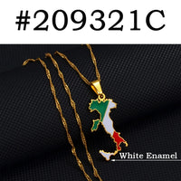 Anniyo Italy Map Flag Pendant Necklaces Silver Color/Gold Color Italian Maps Jewelry @209321