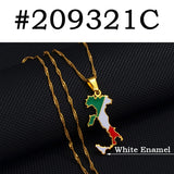 Anniyo Italy Map Flag Pendant Necklaces Silver Color/Gold Color Italian Maps Jewelry @209321