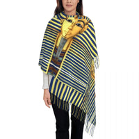 Custom Printed Ancient Gold Pharaoh Egypt King Tut Scarf Men Women Winter Fall Warm Scarves Egyptian Hieroglyphic Shawl Wrap