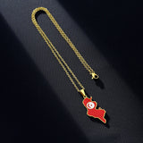 Stainless steel Tunisian map necklace couple style famous style pop personality Dripping titanium steel collarbone chain accesso