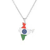 2024 new fashion stainless steel vintage dripping stainless steel Indian flag map pendant necklace temperament everything collar