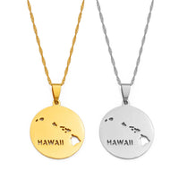 Anniyo Round Hawaii State Map Pendants Necklaces Hawaiian Jewelry #256521