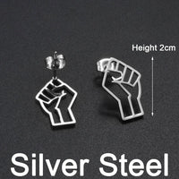Anniyo Black Lives Matter Fist Symbol Stud Earrings Stainless Steel BLM African Jewelry @321501