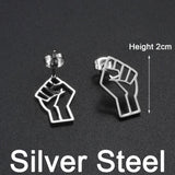 Anniyo Black Lives Matter Fist Symbol Stud Earrings Stainless Steel BLM African Jewelry @321501