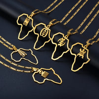 Anniyo African Map Cultural Symbol Pendant Necklaces Women Men Adinkra Gye Nyame Ethnic Jewelry Congo Ghana Nigeria @129721