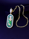 1 Piece 14K Gold Plated Green St. Jude San Juads Pendant Women's Necklace Religious Jewelry