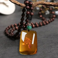 1pcs Imitation Amber Brine Beeswax Beads Necklace Honey Wax Brazilian Amber Necklace Handicraft National Style Pendant Ornaments