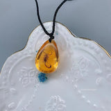 Retro Amber Pendant Necklace Fashion Insect Golden Scorpion Amber Drop Pendant Necklace Men's and Women's Necklace Accessories