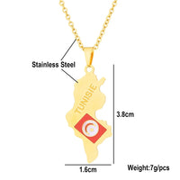 2024 new fashion stainless steel Tunisian map necklace for men and women geometric national style collarbone chain anniversary s