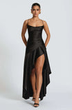 Sexy Satin Club Evening Party Dresses 2025 Summer Women Clothing Elegant Ruffle Irregular Backless Bandage Long Maxi Dress