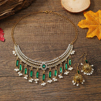 Vintage Bohemian style necklace, earrings, collarbone chain, exaggerated personality, ethnic style chain accessories, exotic atm