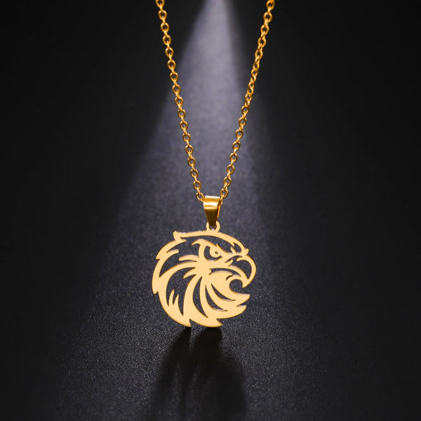 Openwork Eagle Head Pendant Necklacefor Men Women Simple Trend Stainless Steel Gold Color Choker Necklace Jewelry Gift