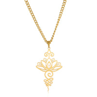 Lotus Flower Pendant Earrings Stainless Steel Unalome Lotus Necklace Choker Chakra Symbol Hindu Lotus Pendant Spiritual Jewelry