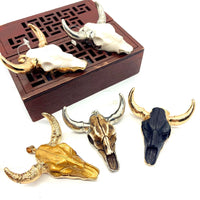 19 Styles Acrylic Cow Pendant Bull Skull Bone Gold Plated Charms for Men's Fashion DIY Jewelry Bull Head Pendant Necklace Gifts