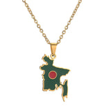 2024 new fashion stainless steel vintage dripping oil Bangladesh map pendant necklace temperament everything collarbone chain bi