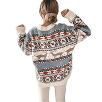 New Knitted Sweater 20255 O Neck Loose Christmas Print Long-sleeved Women's Sweater Winter Fashion Elegant Casual Sweaters