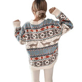 New Knitted Sweater 20255 O Neck Loose Christmas Print Long-sleeved Women's Sweater Winter Fashion Elegant Casual Sweaters