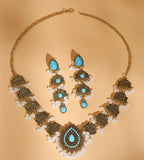 New Vintage Jewelry For Women Simulated Pearl Beads Jewelry Sets Water Drop Shaped Decoration Necklace Earrings Set For Women