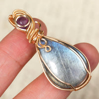 Labrador Stone Necklace Stone Gemstone Pendant Copper Wire Wrapped Jewelry Natural Labradorite Necklace Gifts For Women