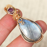 Labrador Stone Necklace Stone Gemstone Pendant Copper Wire Wrapped Jewelry Natural Labradorite Necklace Gifts For Women