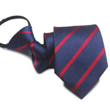 Zipper Ties For Men Women Striped Mens Tie For Business Wedding Skinny Neck Tie Casual Slim Blue deep Light navy blue Necktie