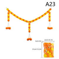1Pc Indian Style Marigold Flower Garland With Flowers For Day Of The Dead Diwali Home DIY Craft Party Halloween Party Decor