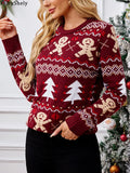 Fairyshely 2025 Autumn Winter Halloween Knitted Sweater Women Casual Print Knit Pullover Top Lady Long Sleeve O Neck Jumper