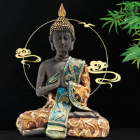 New Buddha Statue Thailand Sculpture Resin Handmade Buddhism Hindu Feng Shui Figurine Meditation Home Decor Ornament