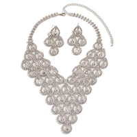 3PC Women's Fashion Zircon Geometric Necklace Earrings Jewelry Set Simple and Versatile Wedding Party Festival Gift-8571