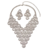 3PC Women's Fashion Zircon Geometric Necklace Earrings Jewelry Set Simple and Versatile Wedding Party Festival Gift-8571