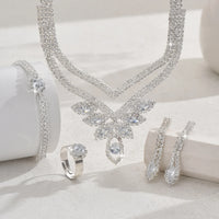 5PC Women's Trendy Claw Chain Leaf Earrings Necklace Bracelet Ring Jewelry Set Wedding Banquet Party Holiday Gift