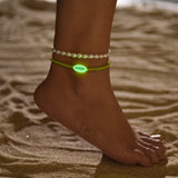 Luminous Acrylic Shell Beaded Anklets For Women Men Adjustable Woven Rope Ankle Bracelet Beach Foot Chain Jewelry Accessories