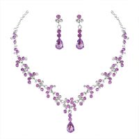KMVEXO Crystal Bridal Wedding Jewelry Sets Women Gold Color Rhinestone Necklace Long Earrings Set Dress Accessories Bridesmaid