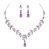 KMVEXO Crystal Bridal Wedding Jewelry Sets Women Gold Color Rhinestone Necklace Long Earrings Set Dress Accessories Bridesmaid