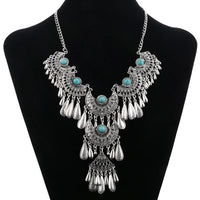 Fashion Ethnic Gypsy Bohemian Choker Necklace For Women Beads Drop Tassel Vintage Big Statement Collier Femme Party Jewelry Gift
