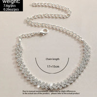 2pcs Shining Cubic Zirconia Chain Anklet for Women Fashion Silver Color Ankle Bracelet Barefoot Sandals Foot Jewelry