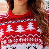 2025 New Trendy Lazy Style Printed Flannel Casual Pullover Christmas Knit Sweater For Women Autumn/Winter Knitted Sweater