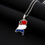 2024 new fashion stainless just vintage Dutch map flag pendant necklace temperament everything collarbone chain birthday anniver