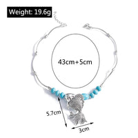 Ethnic Antique Silver Color Moon Choker Necklaces for Women Boho Turquoise Necklace Girls Party Jewelry Gifts