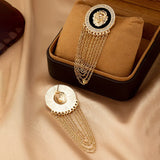 Exaggerated Trendy Lion Head Crystal Earrings for Women Fashion Shiny Long Tassel Simple Oil Dripping Enamel Earrings Jewelry