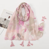 Ethnic Printed Cotton Hijab Viscose Tassels Scarf For Muslim Woman Hijabs Shawls Lady Soft Long Wraps Islim Headband Turban