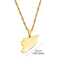 Anniyo 2.5CM Syria Map Necklaces Charms Pendant Necklaces Syrians Jewelry #042921