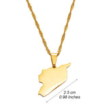 Anniyo 2.5CM Syria Map Necklaces Charms Pendant Necklaces Syrians Jewelry #042921