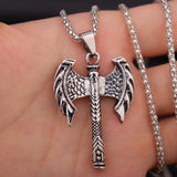 Trendy Retro Crow Prairie Wolf Double Sided Viking Tomahawk Pendant Necklace Charm Men's Necklace Metal Accessorie Party Jewelry